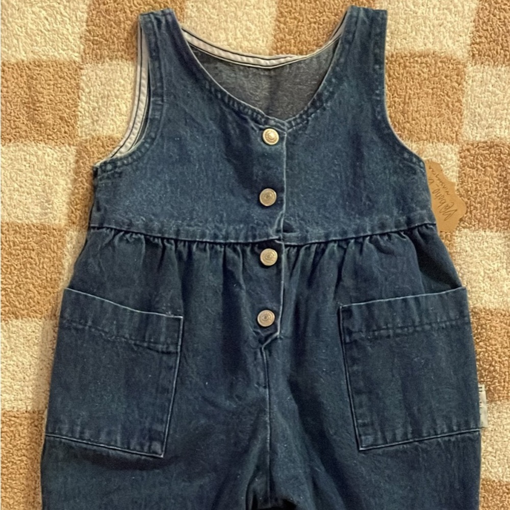 Vintage Healthtex toddler Dark Blue Denim Overalls with snaps